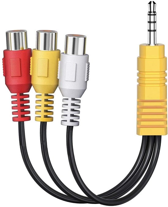 AV-adapterkabel 3,5 mm naar 3 RCA Vrouwelijk - 15 cm - Audio/Video Splitter Adapter - LCD TV - HDTV