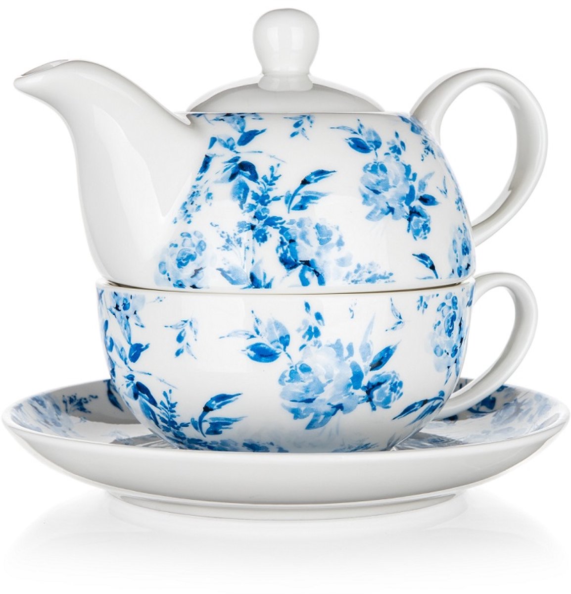 Banket Blue Flower Theeservies - Theepot & Kop met Schotel - 620 ml