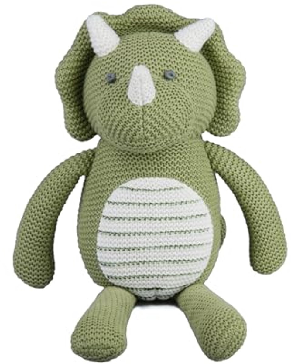 Image of 100% Organic Cotton Dinosaur Plush Toy - 18cm Green Cuddly Toy