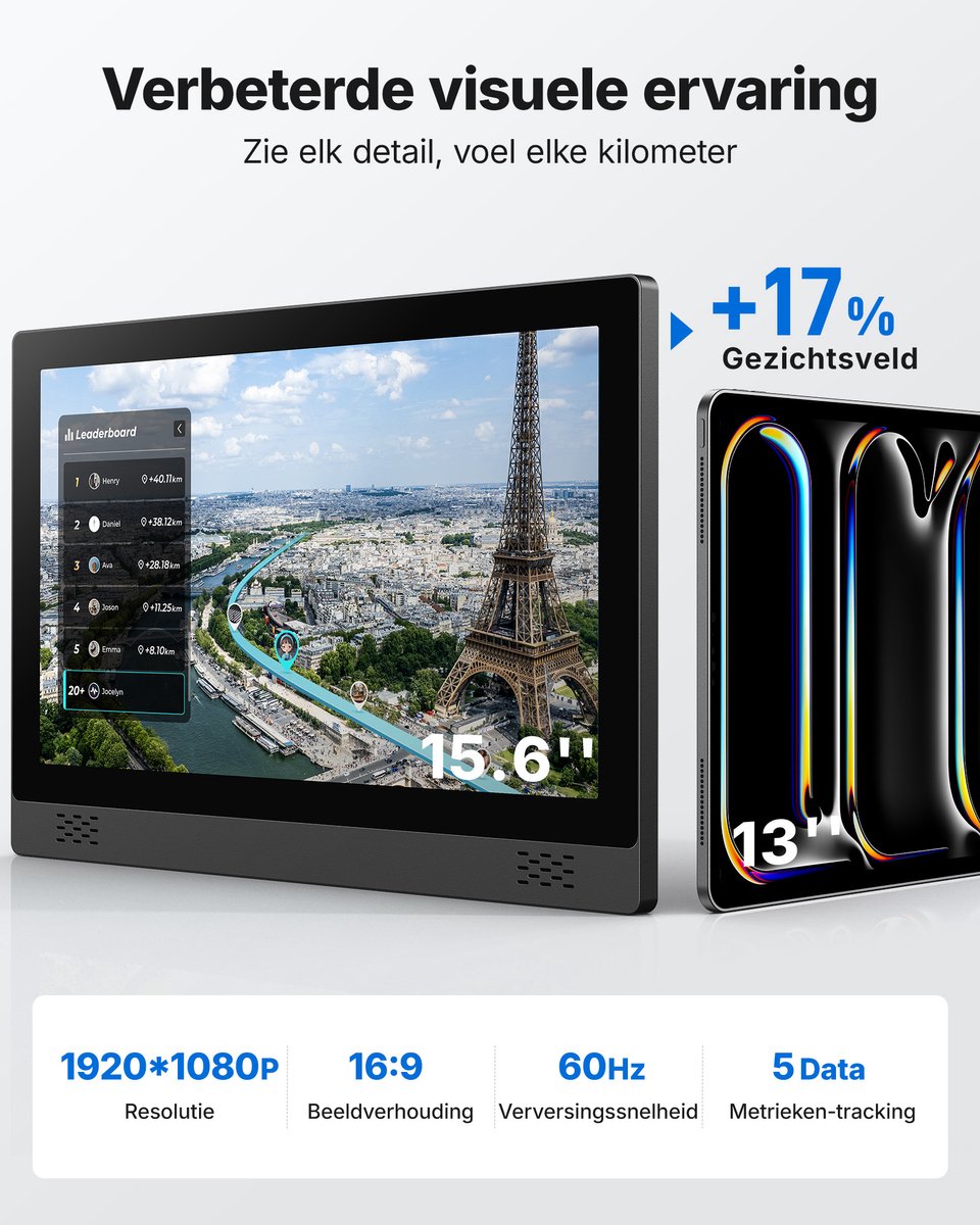 MERACH Magnetische Hometrainer met 15,6" HD Touchscreen - afbeelding 2