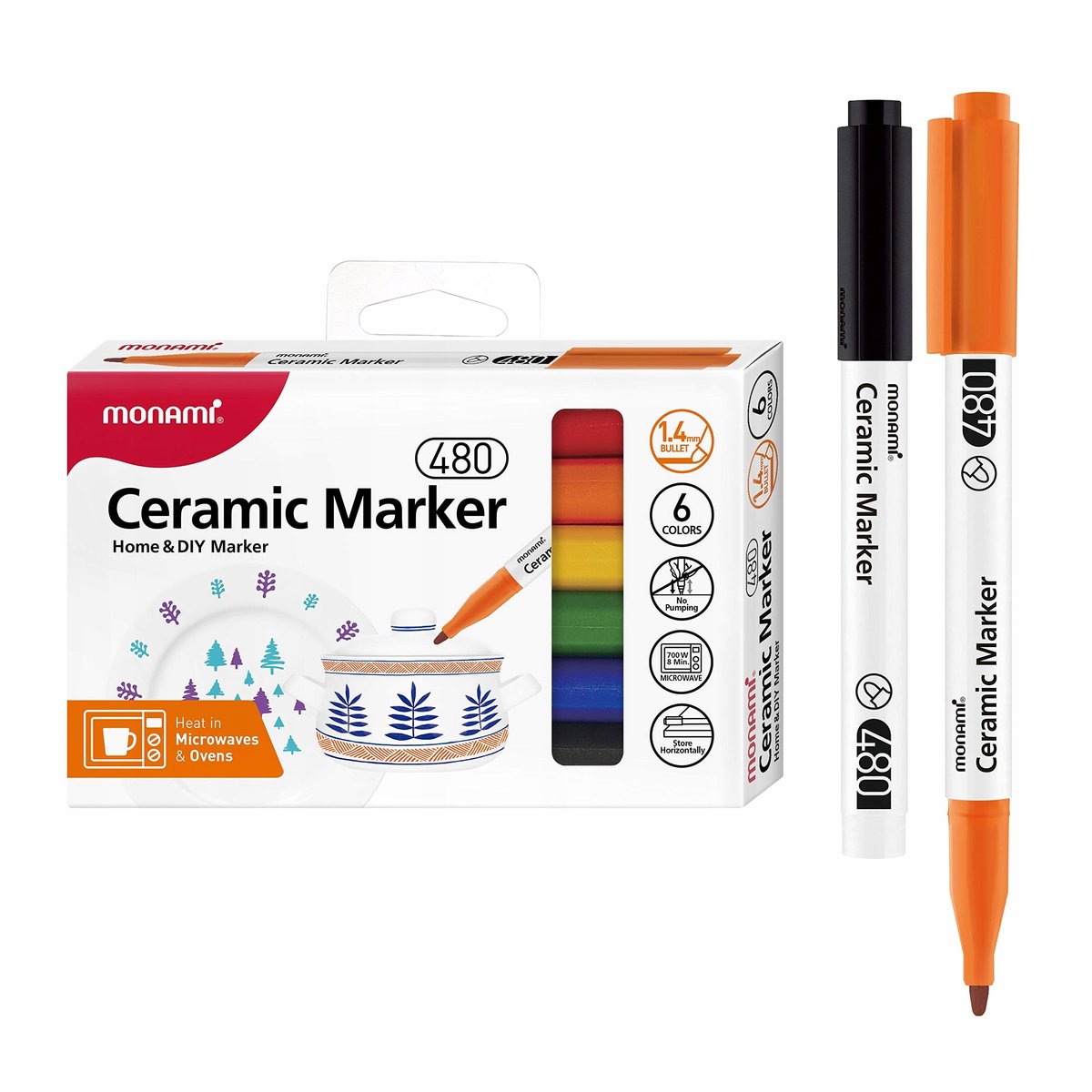 6-delige Keramiek & Glas Marker Set - Permanent & Vaatwasmachinebestendig