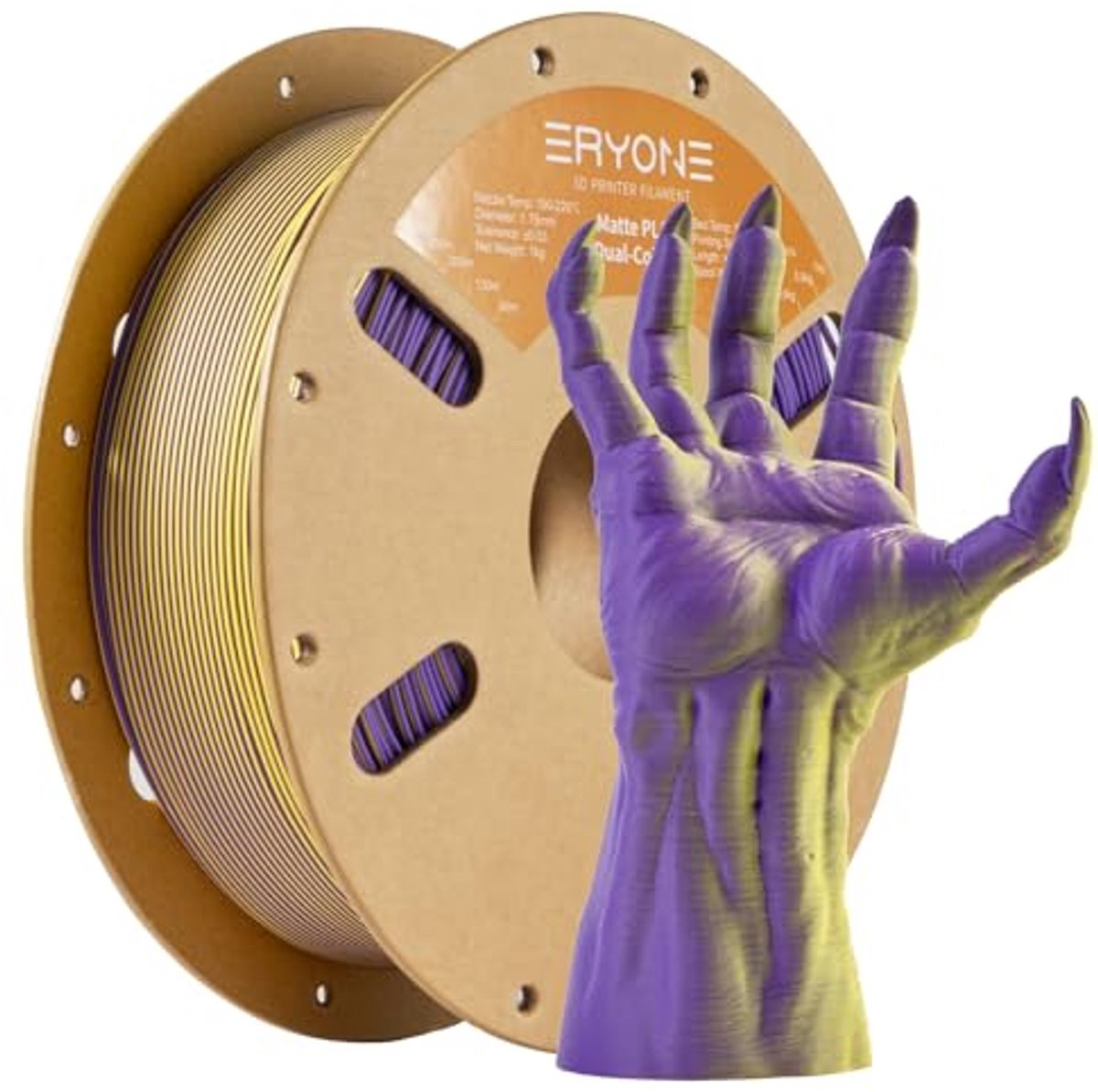 Matte Two-Tone PLA Filament 1.75mm voor 3D Printers - Geel en Paars - 1kg spoel