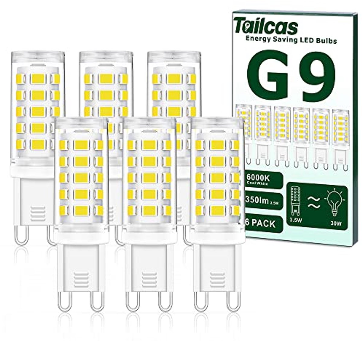 LED G9 lampen 3,5 W Koudwit 6000K 6 Stuks - Halogeenvervanger met 350 Lumen en 360 Graden Stralingshoek