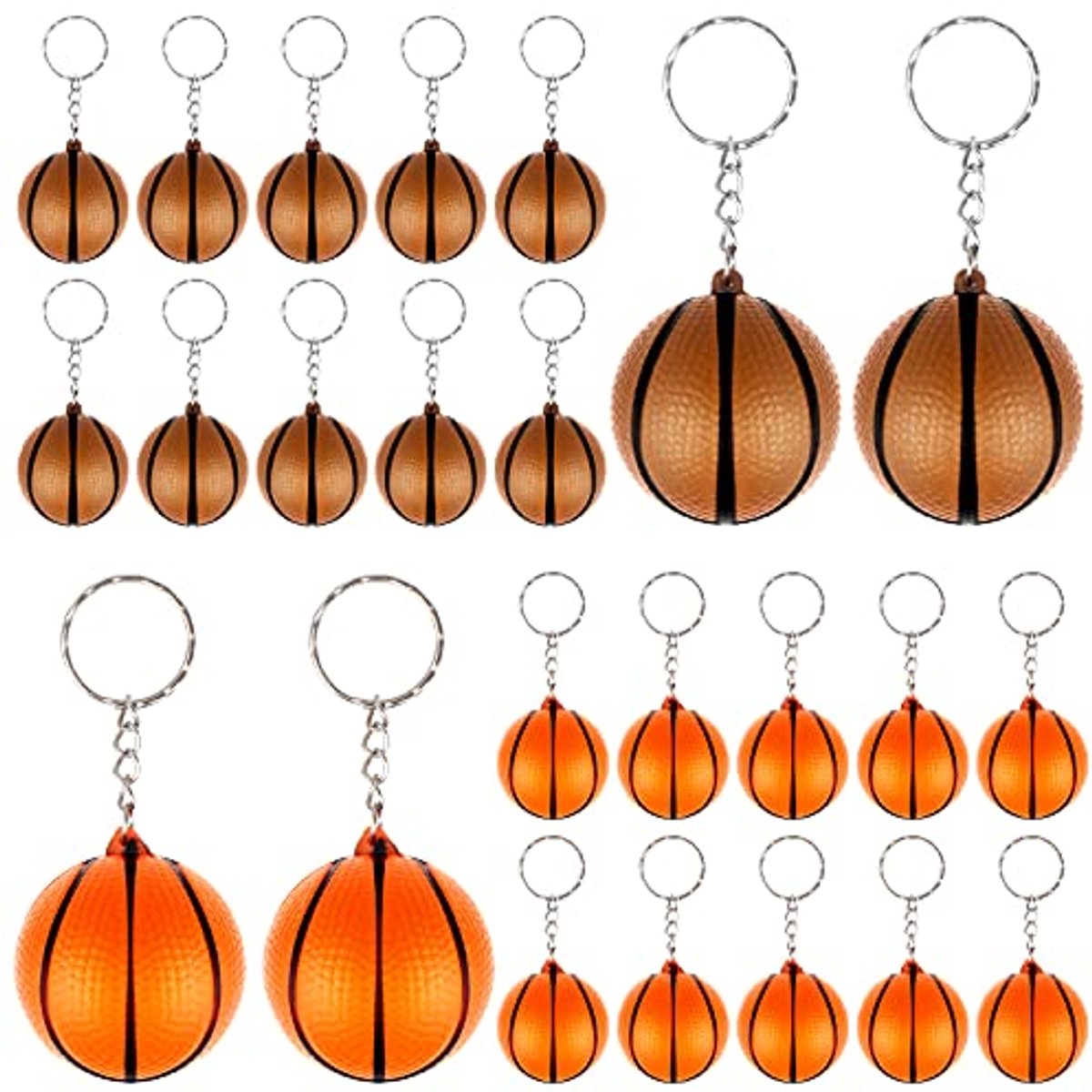 Basketbal Sleutelhangers Set van 24 - Perfect voor Kinderen en Feestjes