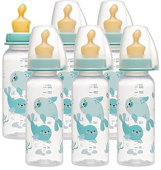 Nieuwgeboren Glas Babyfles, 0 Maanden, 2X 160ml Anti-koliek Babymelkflen met langzame speen maat S, Wide Neck - Wit
