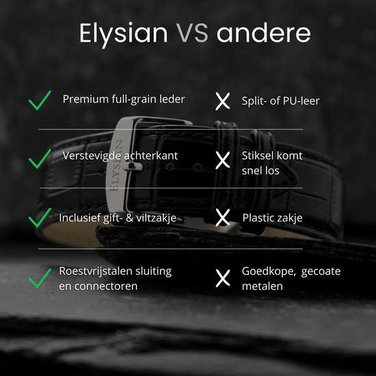 Elysian horlogebandje geschikt voor Apple Watch - Echt Leer - Zwart - 22mm - Quick Release - Verstelbaar - Series 1/2/3/4/5/6/7/8/9/10/11/SE/Ultra(2/3) - Apple Watch Bandje 42/44/45/49mm