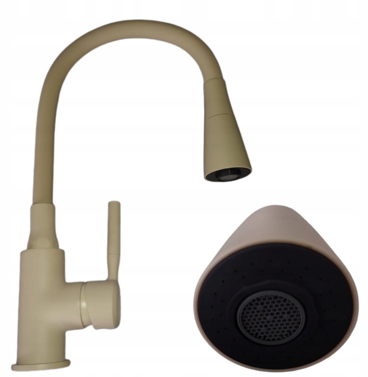 Keukenmengkraan met flexibele uitloop, 2 functies, beige