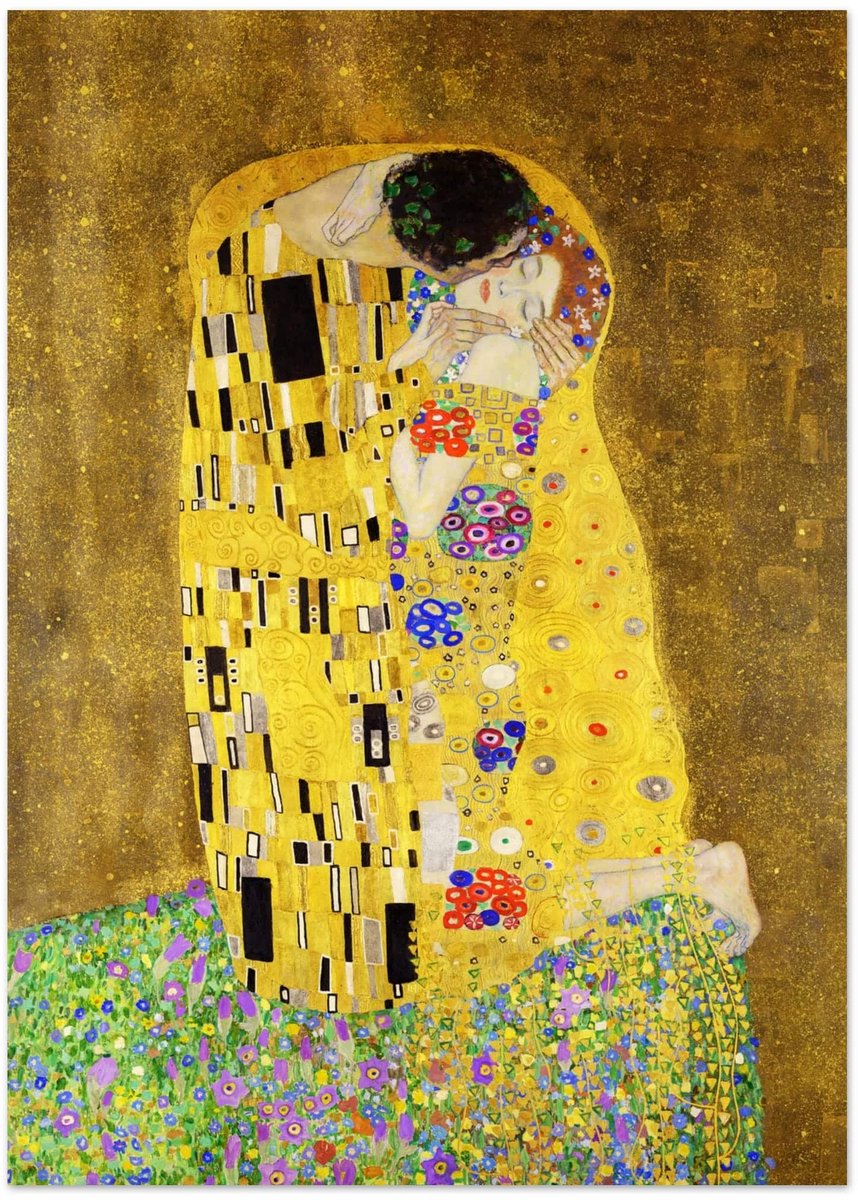 Gustav Klimt - The kiss Poster 50x70 cm - exclusief lijst