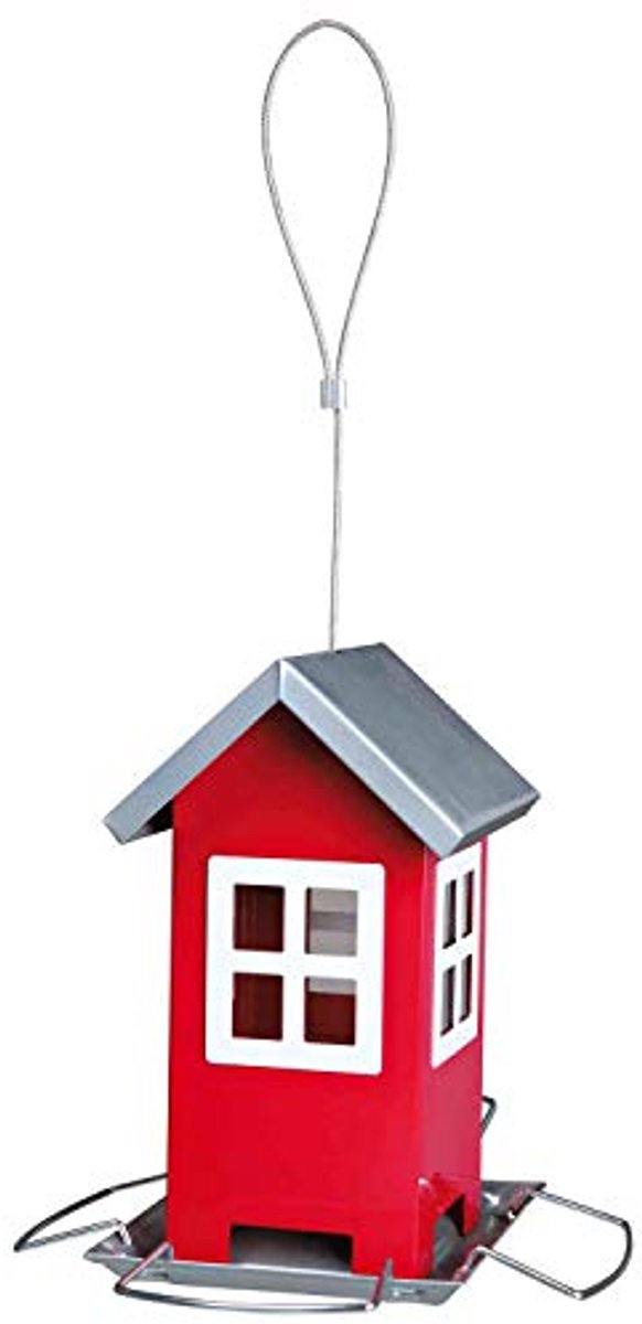 Voederhuis voor huisdieren 1000 ml - Rood/Zilver