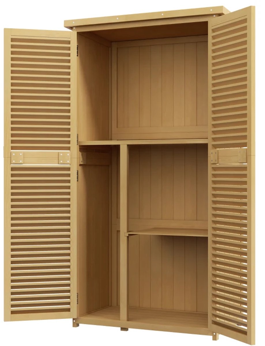 Houten Tuinschuur - 87x46,5x160 cm - Tuinhuis - Tuinkast - met 2 Deuren met Slot - Gereedschapsschuur - Opslagruimte Tuin - Tuingereedschap Bewaren - Buitenschuren - Grenenhout - Lichtgeel