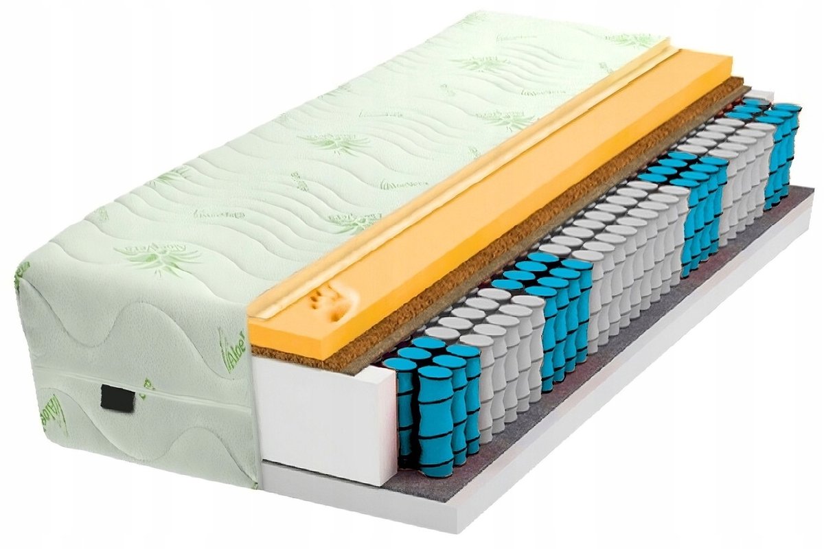 Materac 140x200 H3/H2 Visco 7-strefowy Kieszeniowy Aloe Vera