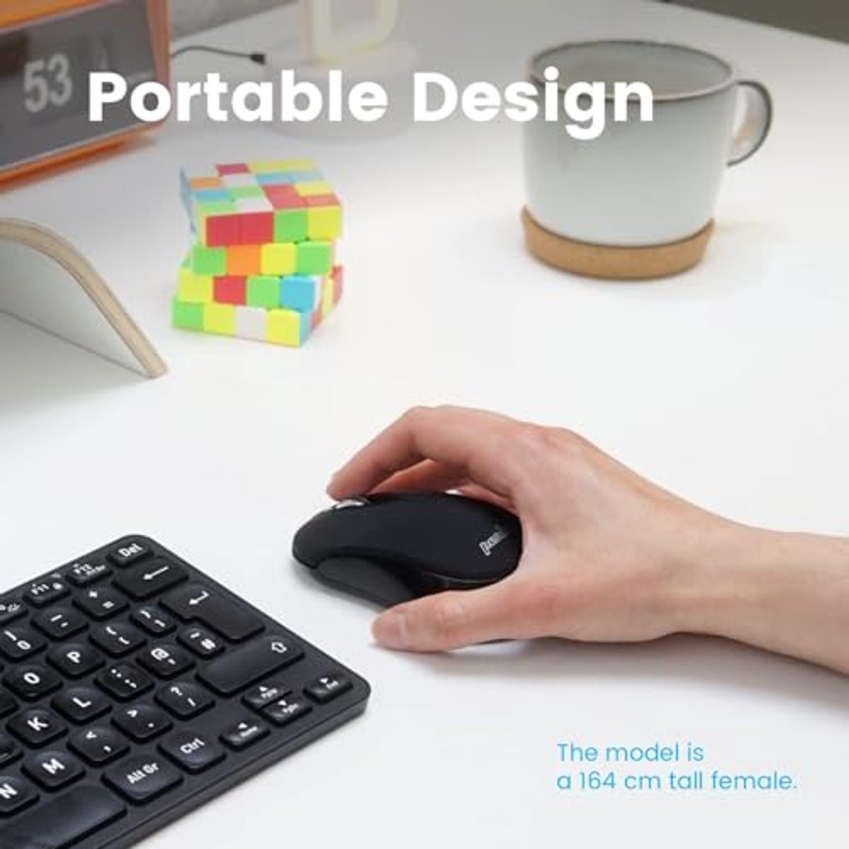 Perixx Perimice-802 Mini Wireless Bluetooth Mouse, Portable Small 3 Buttons Optical Mouse for Laptop Android Tablet PC, Works without USB Receiver, Black