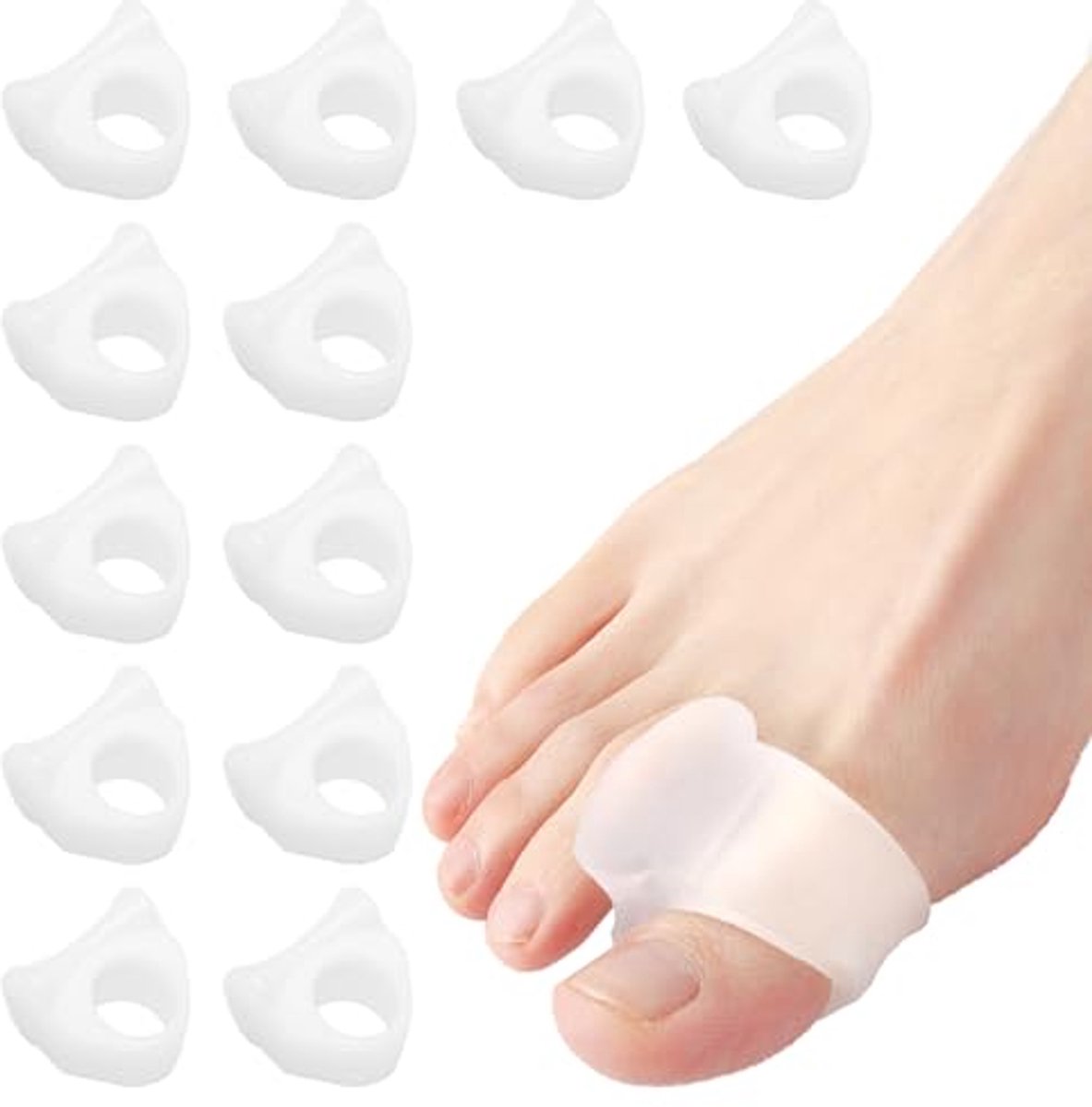 IKKAB Gel teenspreider, 12 stuks, siliconen teenspreider, hallux kleine teen, spreider, voor hamertoes bunions, overlappende tenen, wrijving, druk- en pijnverlichting