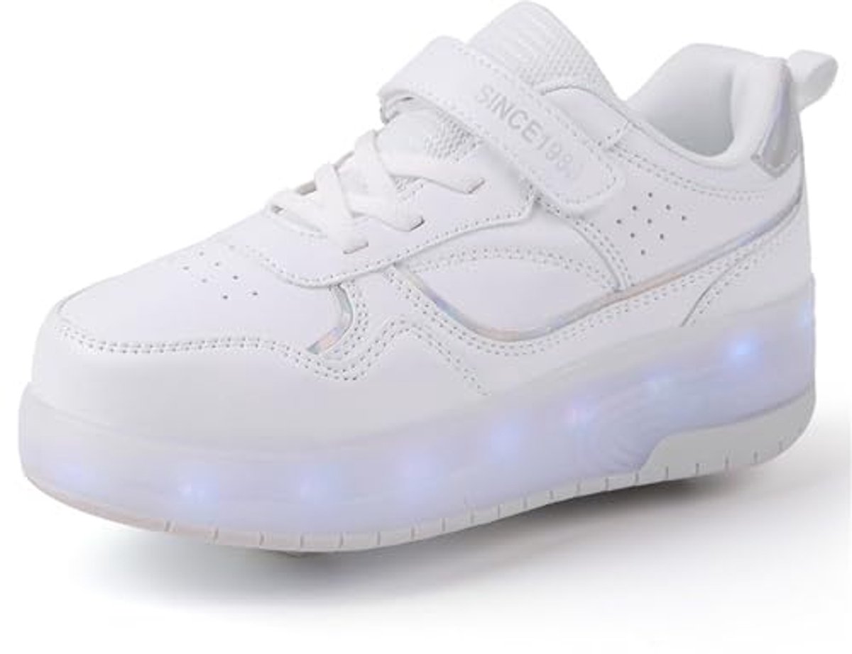 Mateju Schoenen met wieltjes voor kinderen meisjes en jongens rolschaatsen schoenen met 2 wielen 2-in-1 gymschoenen inschuifbaar voor dames en heren rollerschoenen gymschoenen