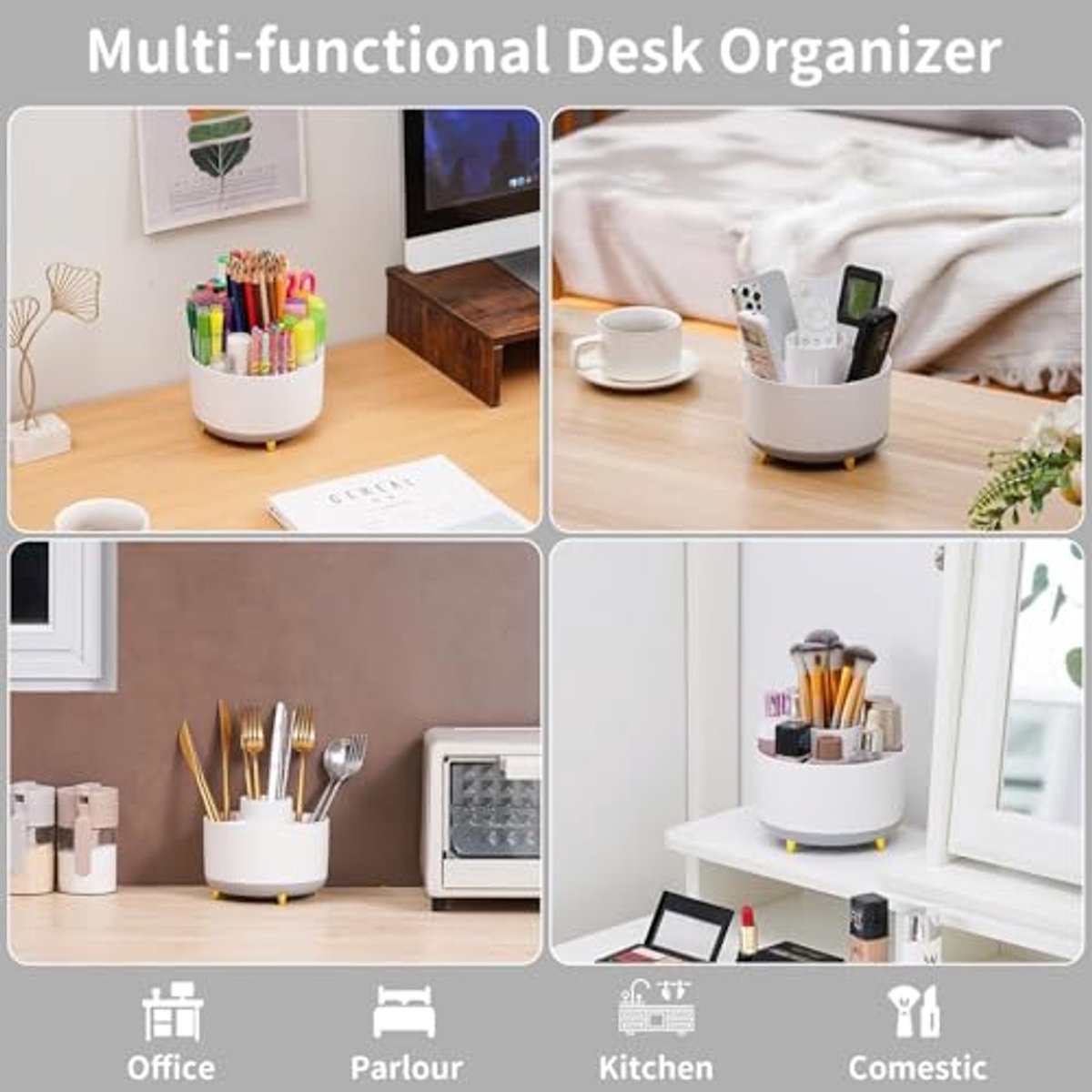 360° Rotatable Bureau Organizer met 5 Vakken - Praktische Penhouder voor Thuis en Kantoor