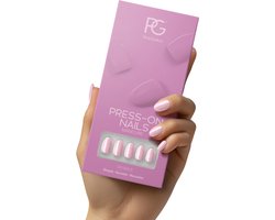 Pink Gellac Press On Nails - 388 Rosewater Pink - Round Small Plaknagels - 30 Press On Nagels Met Lijm, 30 Plakstickers, Cleaner Wipe, Nagelvijl, Woodstick en Size Matcher - Snel Aan Te Brengen Plak Nagels Kort - Voor 7-14 Dagen Mooie Nagels