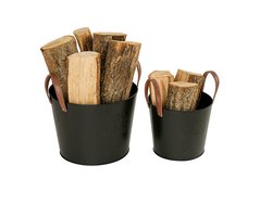 Houtmand haardhout - 2-delige set - leren hengels