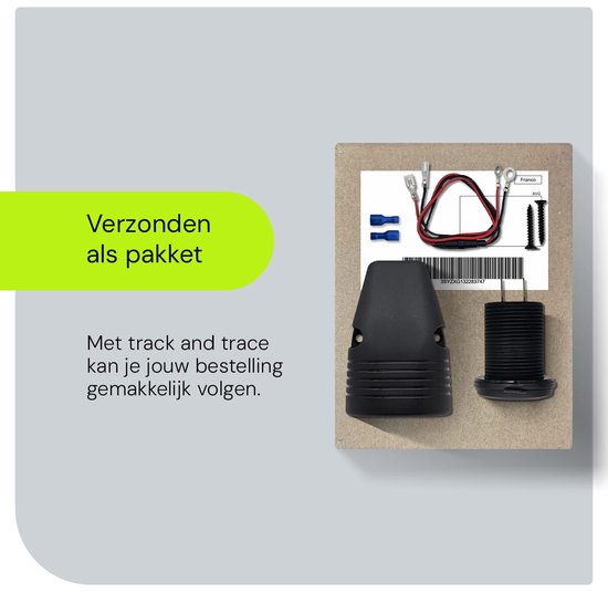 Verzonden als pakket met track en trace: stopcontact en toebehoren.
