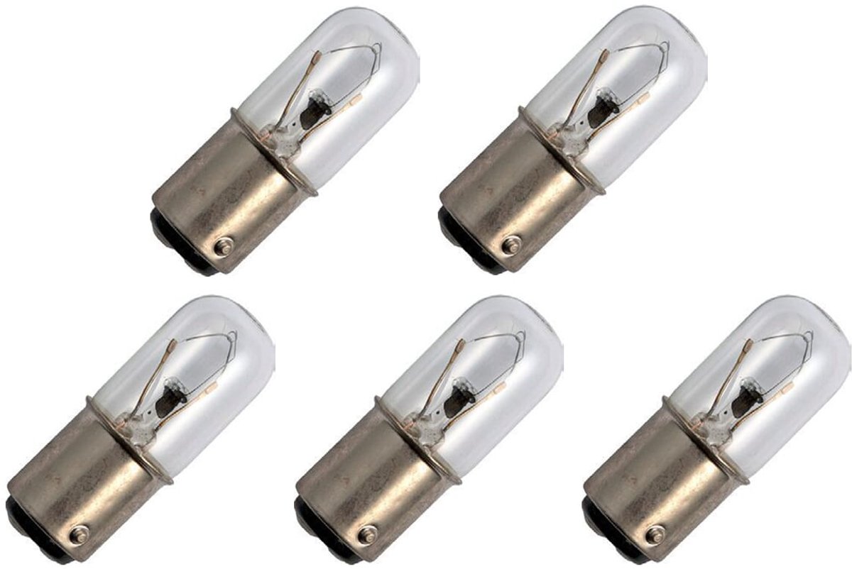 Signaallamp Ba15d 12V 15W - 1250 mAh - 5 stuks - T16 Gloeilamp Ø16mm - 45mm - 2500K - Dimbaar