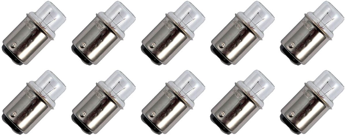 Signaallamp Ba15d 24V 5W - 208 mAh - 10 stuks - T14 Gloeilamp Ø14mm - 30mm - 2500K - Dimbaar