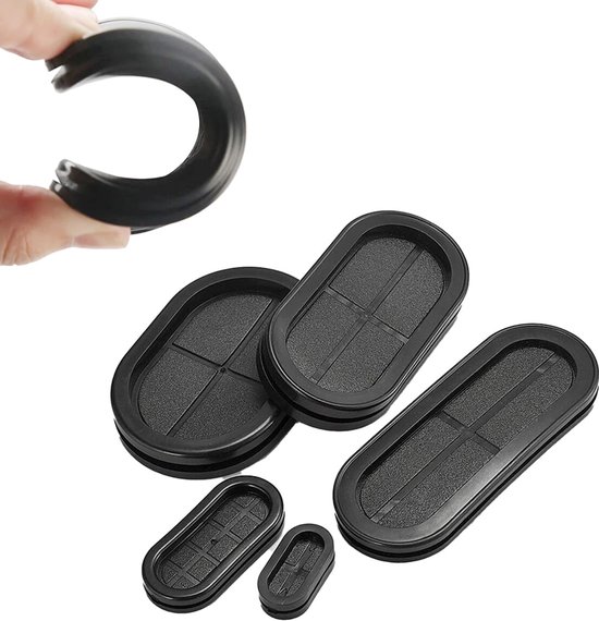 Protecteur de câble 25x40mm - Rectangle - Bouchon anti-poussière en caoutchouc pour organiser les câbles - Zwart - 2 pièces