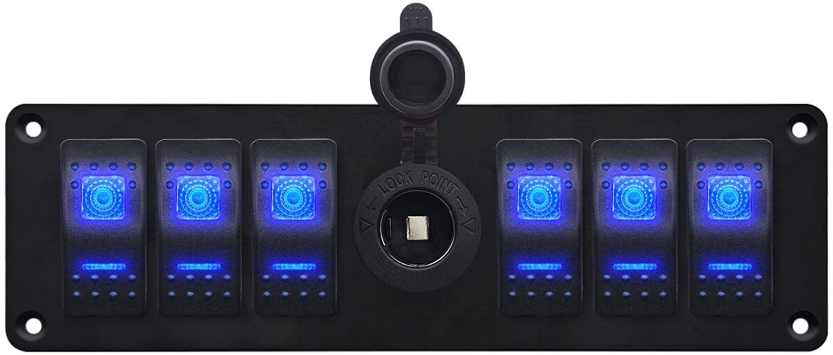 ProRide Schakelpaneel 12V voor Auto/Boot - Sigarettenaansteker Stopcontact - 12/24V - 10A - 6 schakelaars