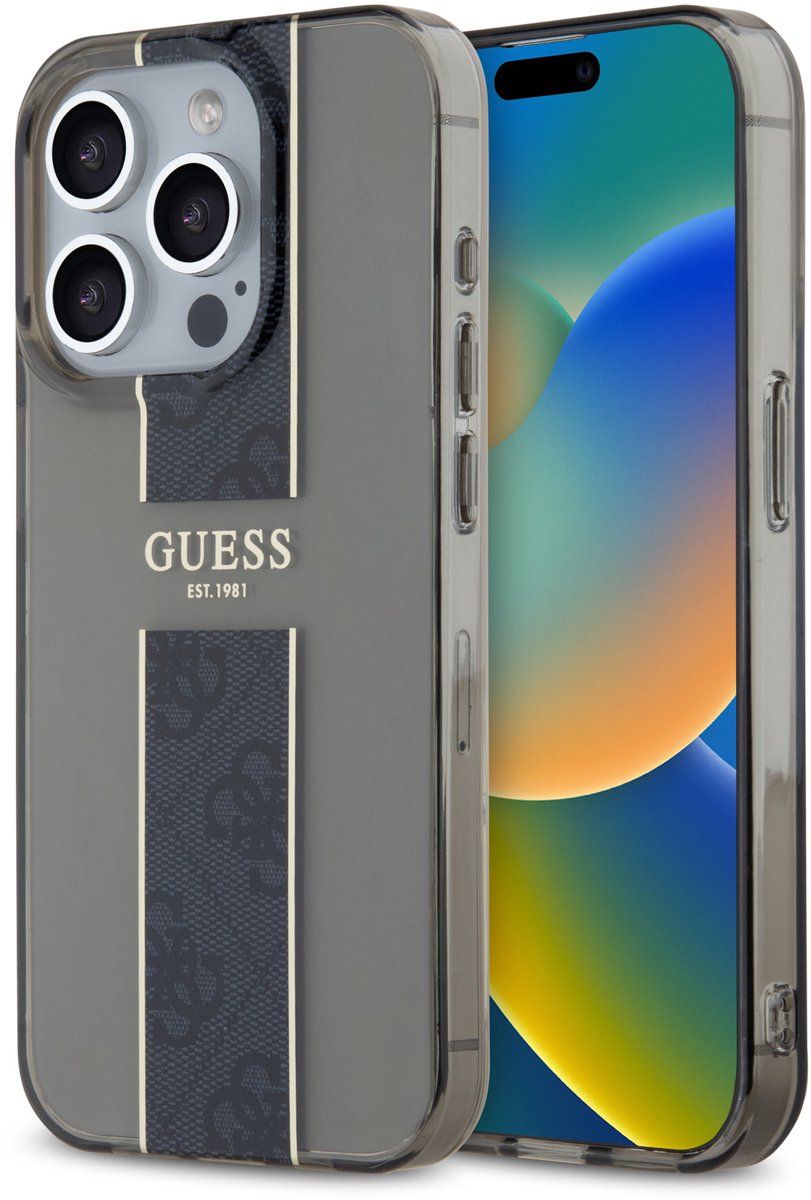 Guess Back Cover - Apple iPhone 15 Pro Max - Zwart - Kras- en valbescherming - Slank design
