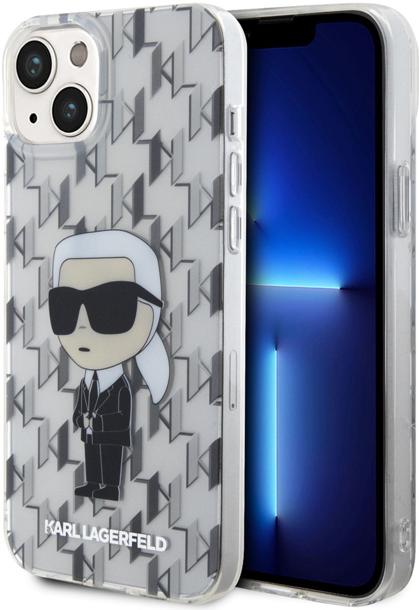 Karl Lagerfeld Back Cover - iPhone 15 & 14 Plus - Transparant - Slank design met monogramprint