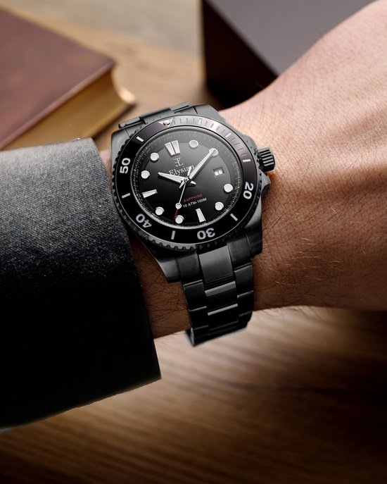 Montre homme Elysian Zwart 42 mm - Acier 316L - 10 ATM - Seiko