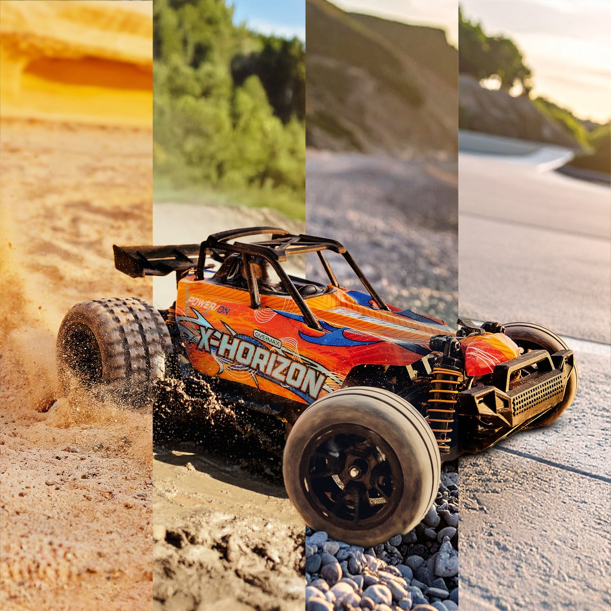 Overmax X-Horizon RC Auto 4x4 – 30 km/u – LED Verlichting, Dubbele Accu tot 40 min, Vering, Lage Bodemvrijheid, 2 Carrosserieën, Achterwielsteun, Digitale Connectie – Offroad Racewagen voor Kinderen & Volwassenen – Bestuurbare Auto — afbeelding 10