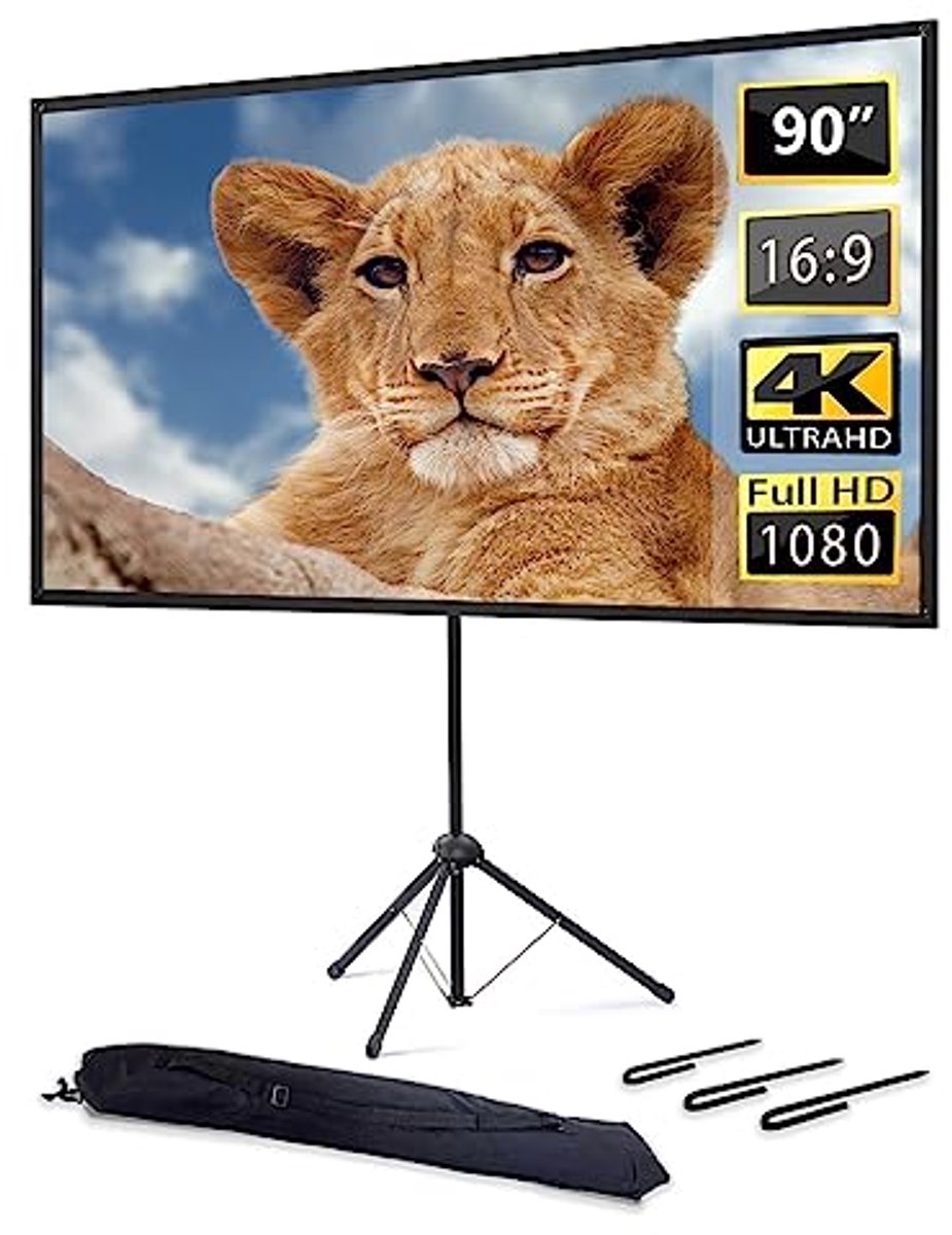 Draagbaar Projectiescherm 100 Inch 16:9 voor Binnen en Buiten Gebruik - Lichtgewicht en Compact met Gemakkelijke Opstelling