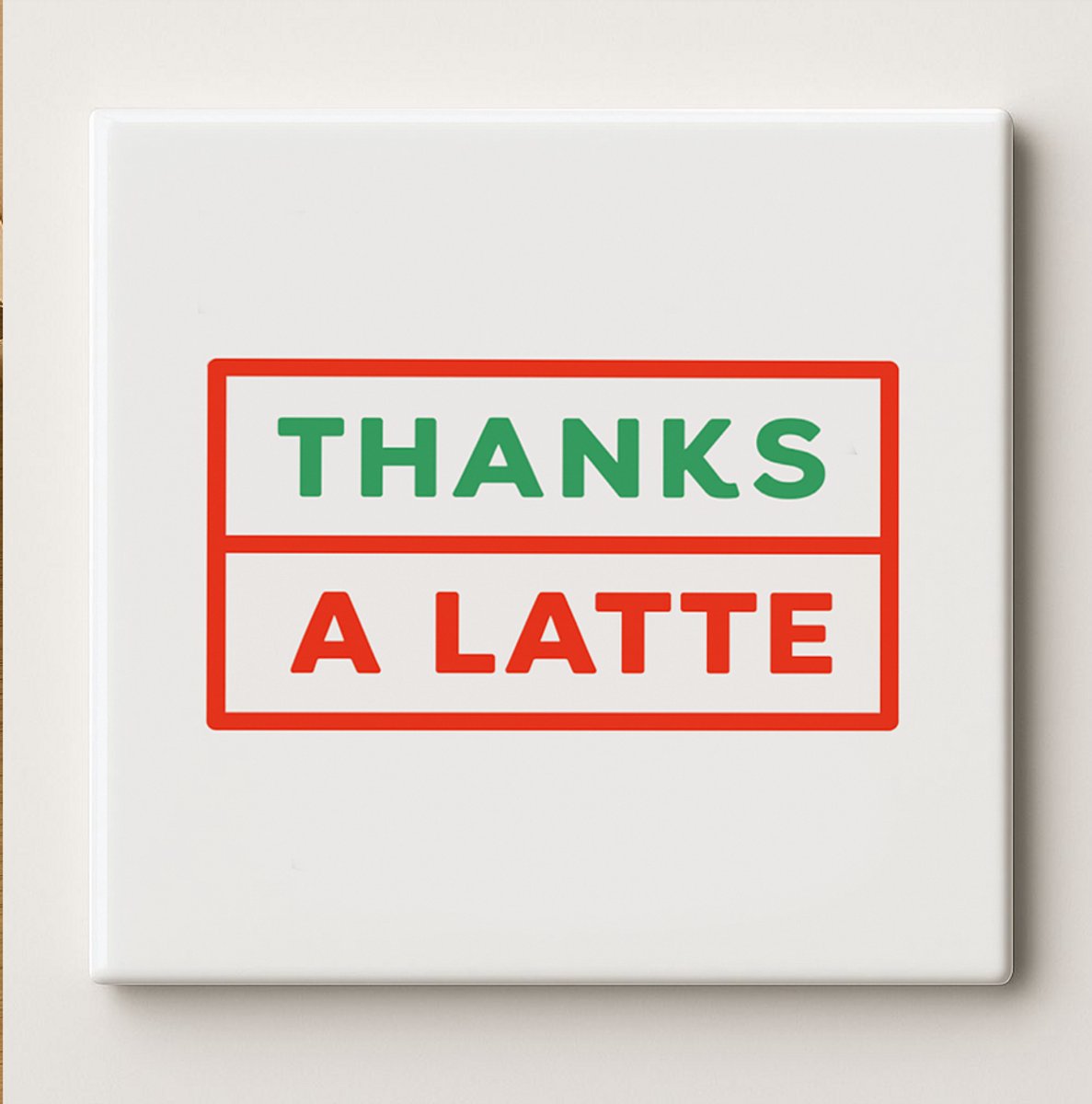 Nevolis Thanks A Latte Grappige Tegel – 15x15cm Cadeau voor Koffieliefhebbers, Bedankt Wanddecoratie, Keuken of Kantoor Tegelkunst Multi Color