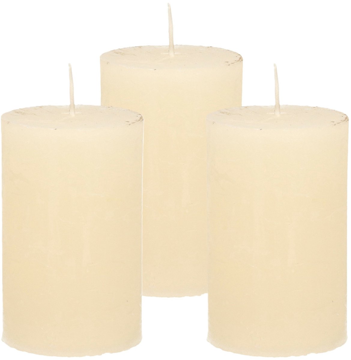 Atmosphera Stompkaars - 3x - ivoor wit - 5 x 8 cm - klein rustiek model - cilinderkaars - kaars Ivoorwit