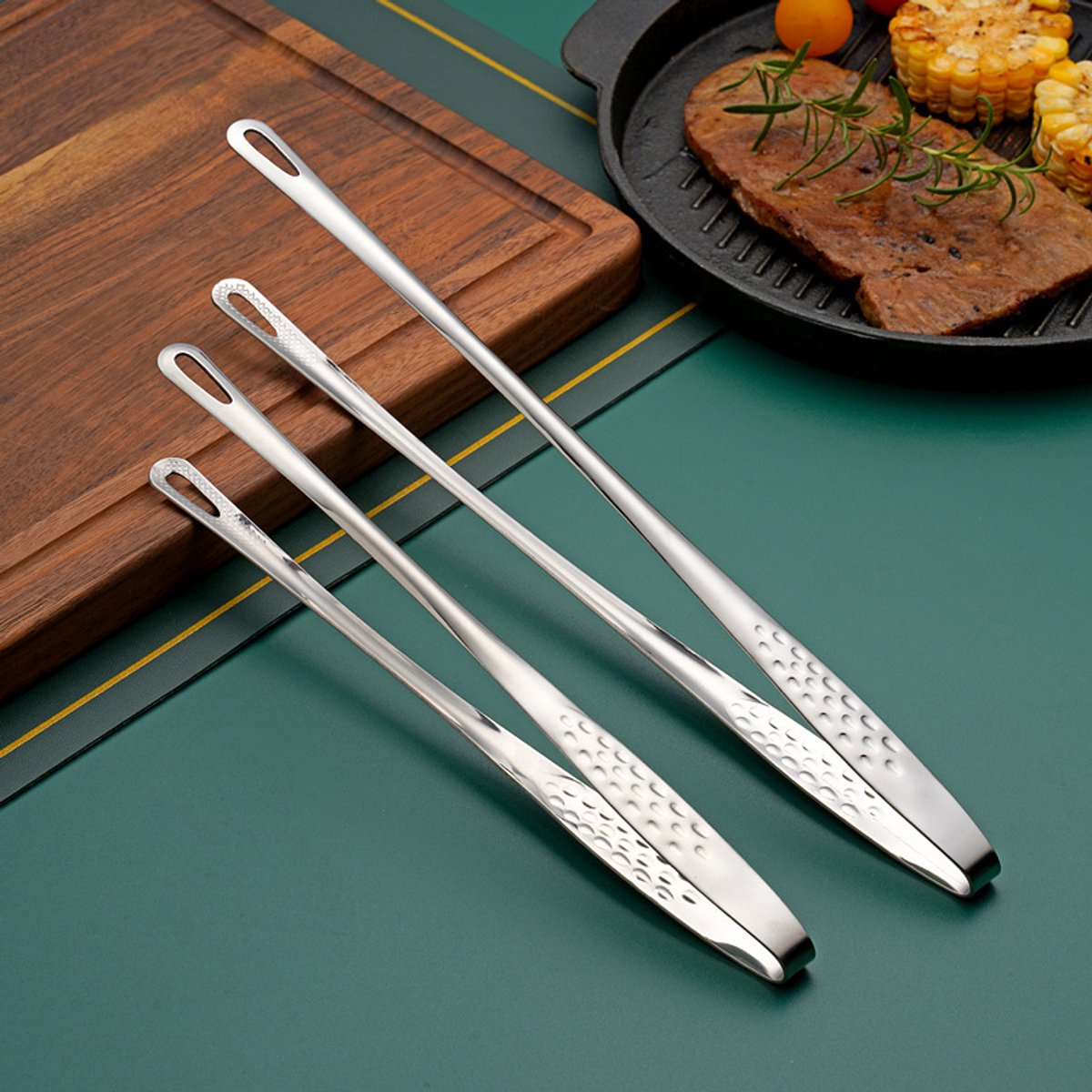 304 roestvrij staal verlengde barbecue clip voor thuis steak grill voedsel clip voedsel clip, groot + klein