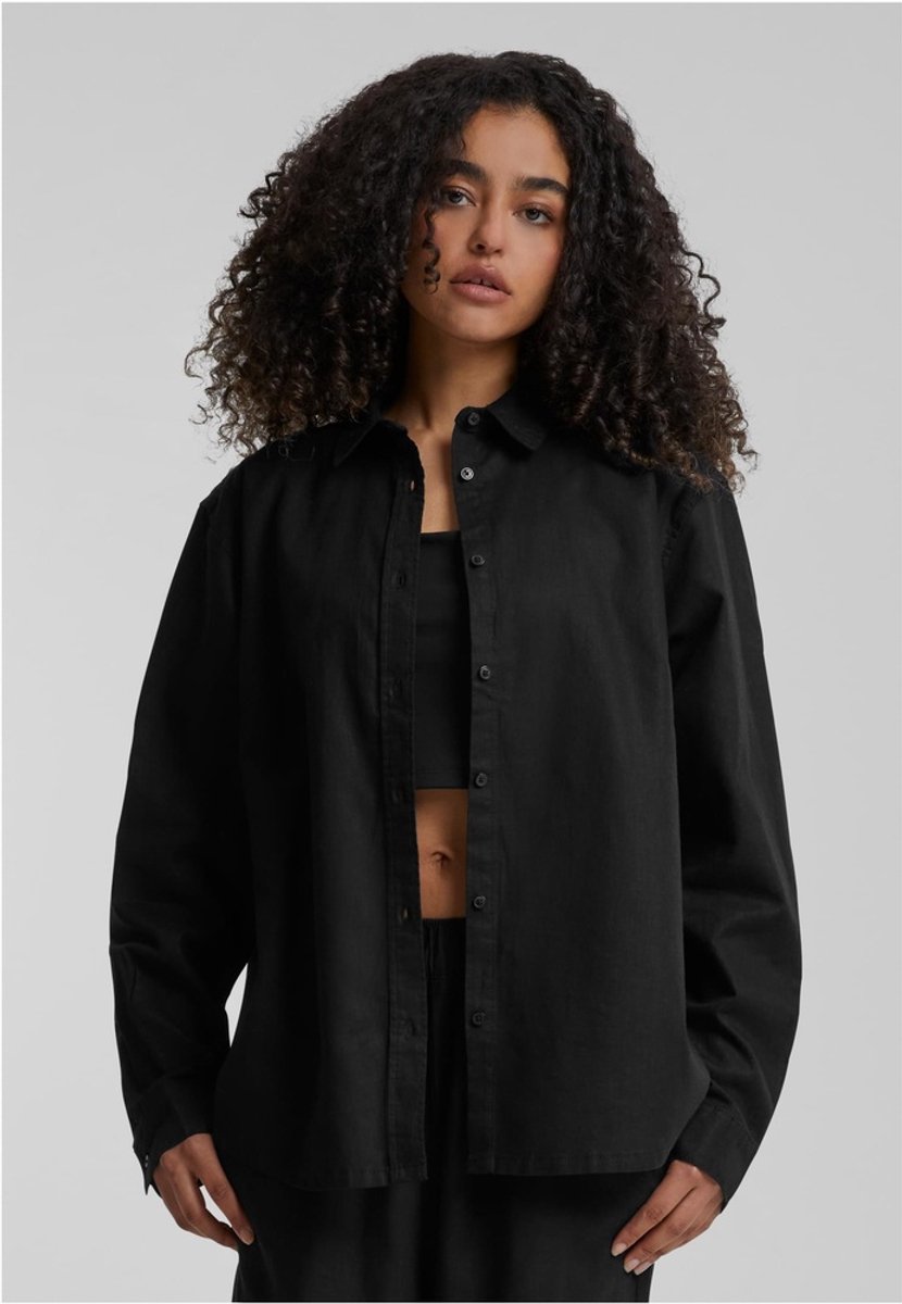 Urban Classics Linen Mixed Oversized Blouse XL Zwart