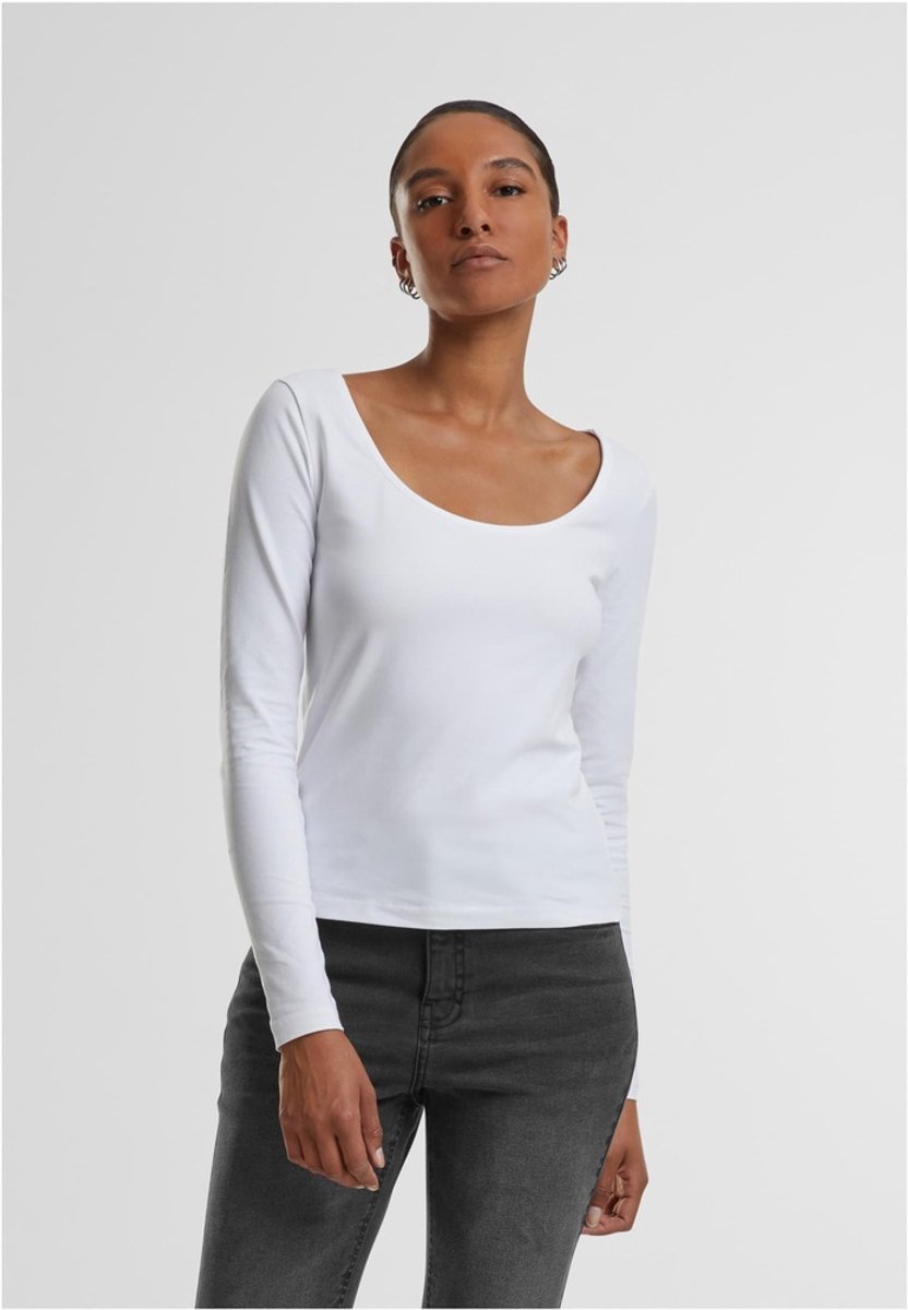 Urban Classics Wide Neck Longsleeve top XXL Wit