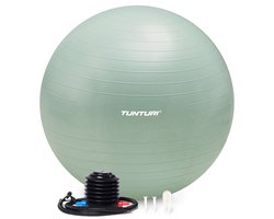 Tunturi Anti Burst Fitness bal met Pomp - Yoga bal 65 cm - Pilates bal - Zwangerschapsbal – 220 kg gebruikersgewicht - Incl Trainingsapp – Munt