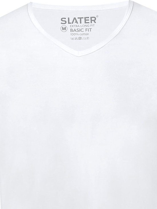 Wit V-hals T-shirt met korte mouwen, basic fit, Slater, 100% katoen.