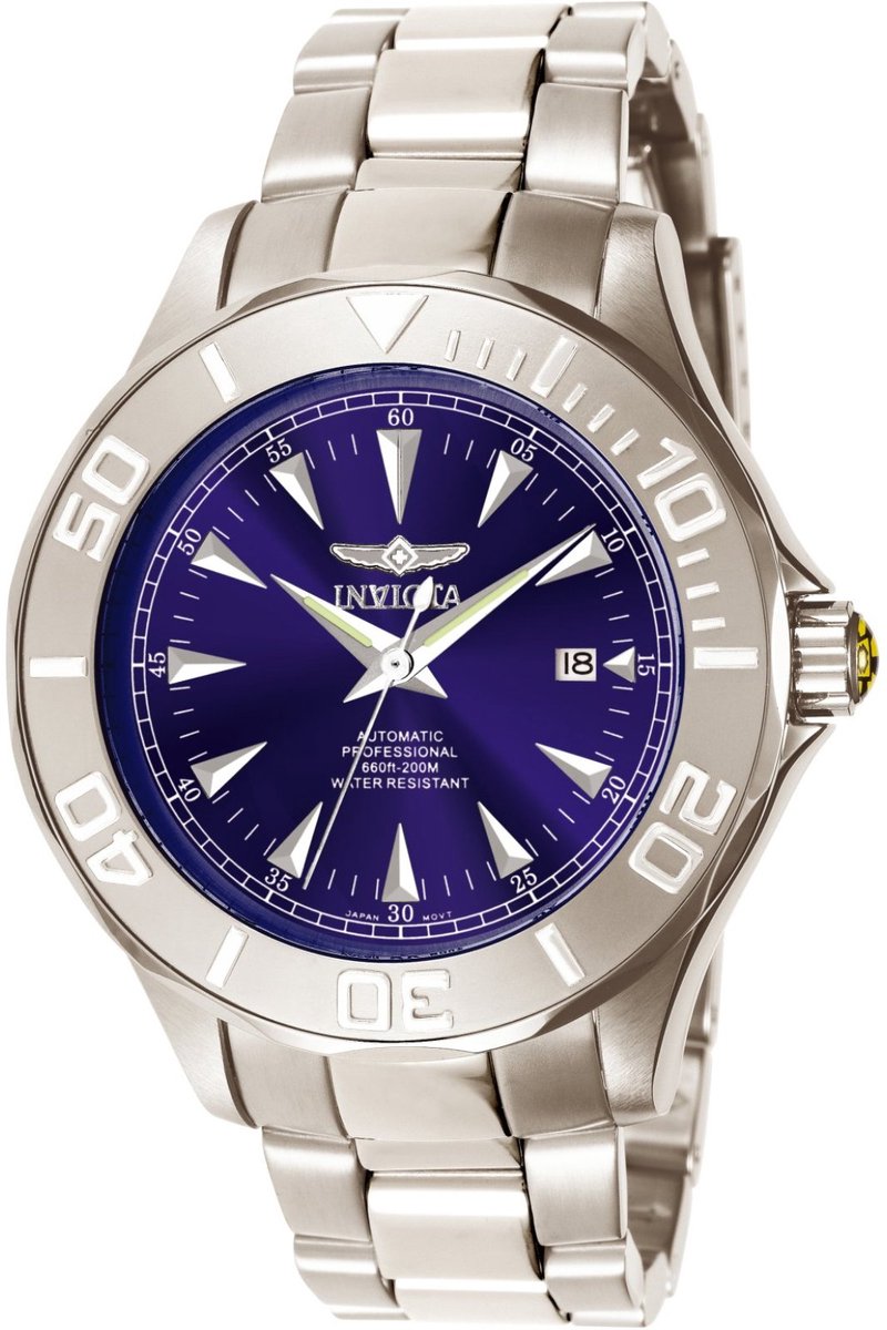 Invicta Signature 7035 Heren Horloge - Waterdicht - Analoog - Automatisch Uurwerk - Roestvrij Staal met blauwe Wijzerplaat - 47mm