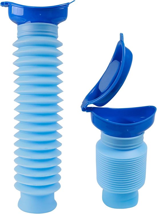 Unisex urinoir - 750 ml - Verstelbaar noodurinoir - Draagbaar lekvrij zaktoilet voor auto's - Reisurinoir - Opvouwbaar urinoir mini mobiel toilet - Geschikt voor kamperen, files en buitengebruik - Blauw