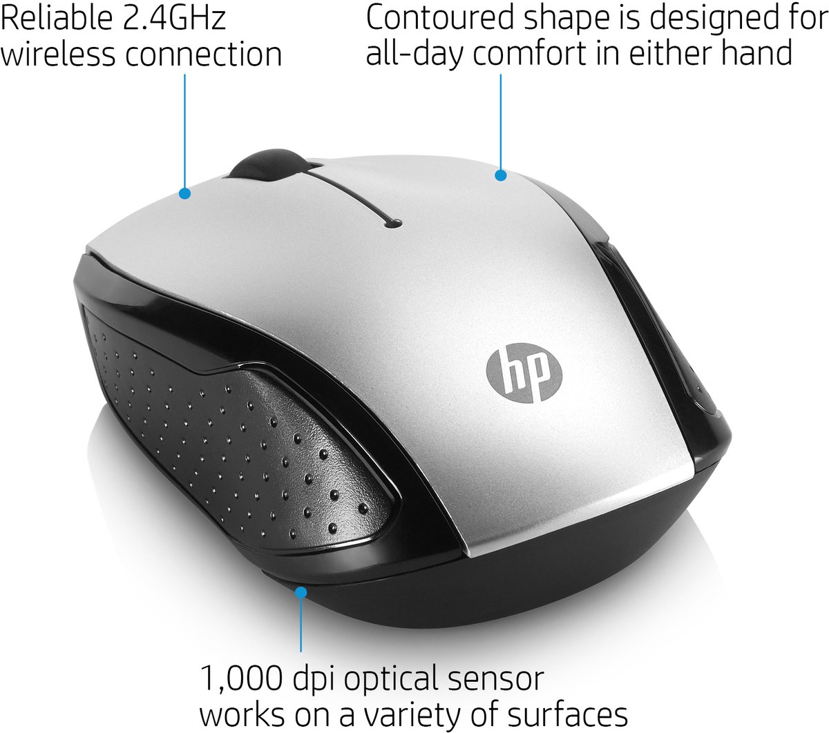 HP 200 RF Draadloos Ambidextrous Zwart, Goud muis