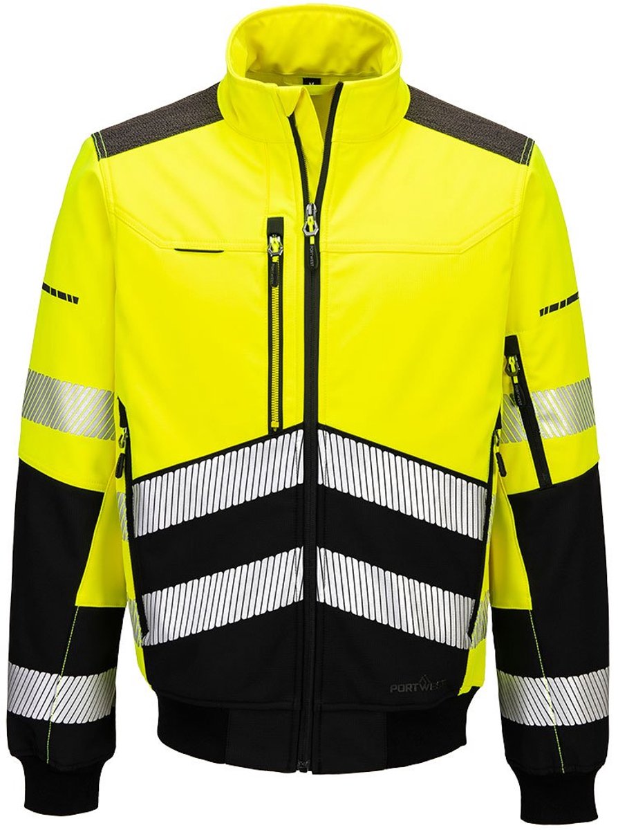 Portwest EV4 Hi-Vis Softshell bomberjack (3L) EV468 - Geel/Zwart - S