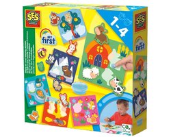 SES Creative - My First - Waar Woon Ik? Dieren Plakken - 18 Verschillende Dieren - Inclusief Vingerlijm – educatief speelgoed - 1 tot 4 jaar