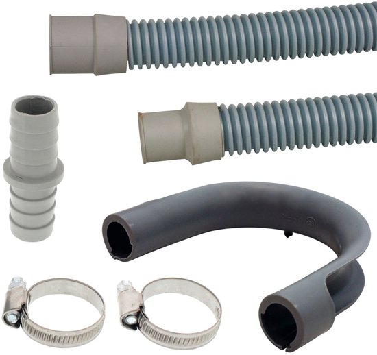 Kenekos - 2 m afvoerslang/verlenging voor wasmachine of vaatwasser - Flexibele afvoerslang, diameter van de uiteinden 19mm en 21mm. Twee rechte aansluitingen