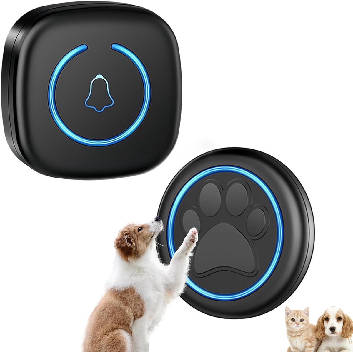 Draadloze Kattenbel-Hondenbel- Intelligente Led-Flits-Deurbel voor honden - Waterdichte Deurbel met 300 m bereik- 60 beltonen- 5 standen instelbaar volume