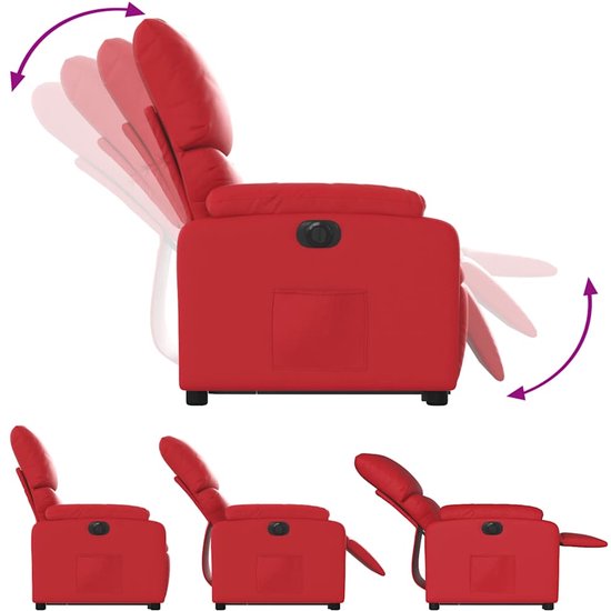 Fauteuil électrique debout en cuir artificiel rouge