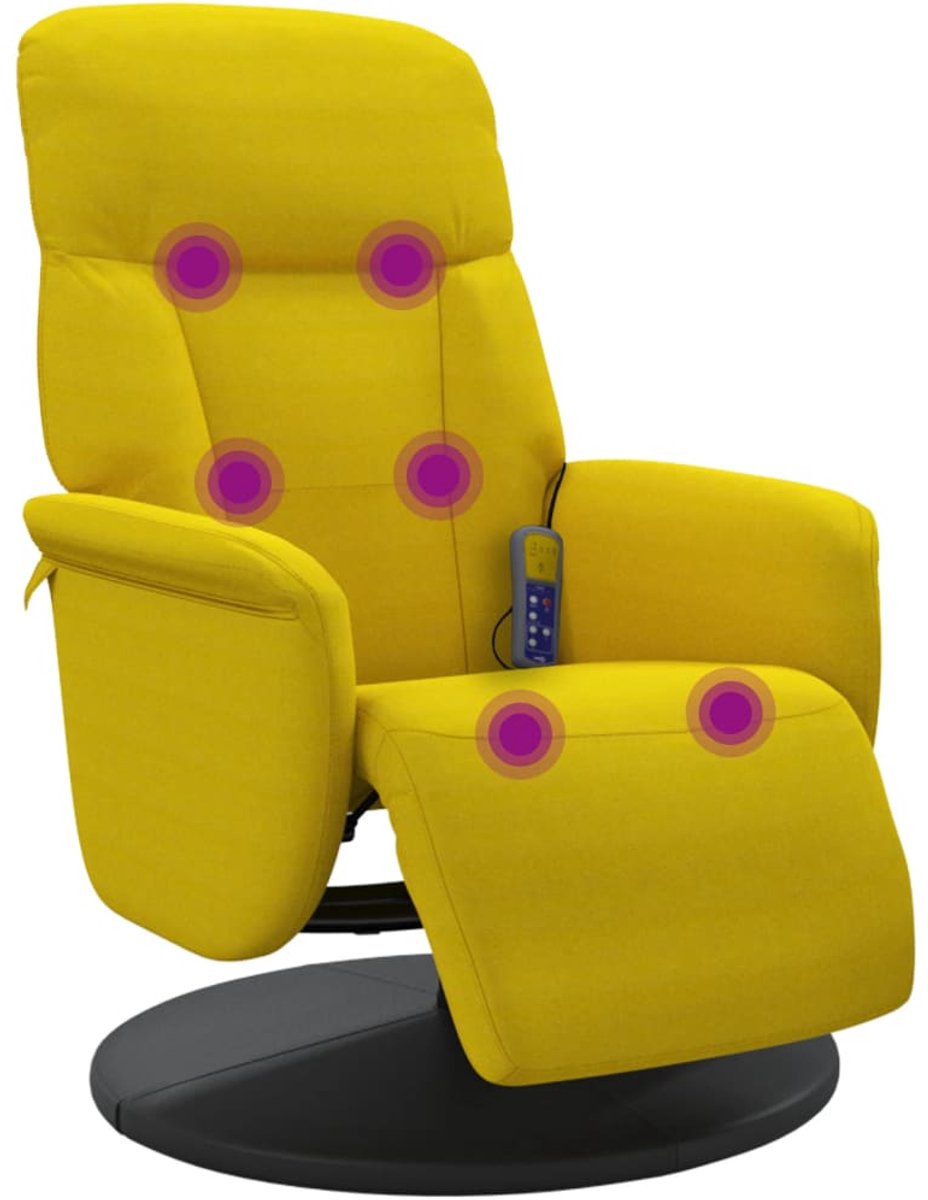 vidaXL Massagestoel Verstelbaar Geel met Voetensteun