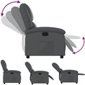 Grijze verstelbare fauteuil in kunstleer, getoond in 3 standen.