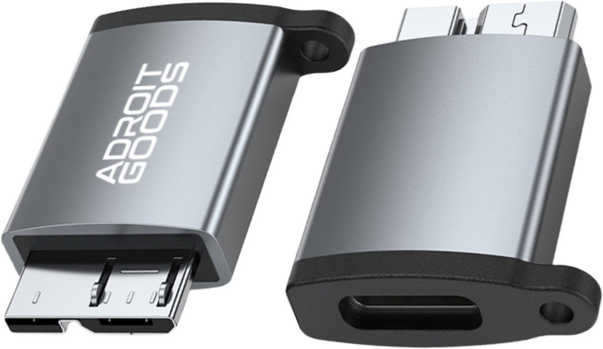 AdroitGoods USB Type-C naar USB 3.0 Micro-B Adapter – 400 MB/s supersnelle dataoverdracht - Aluminium design