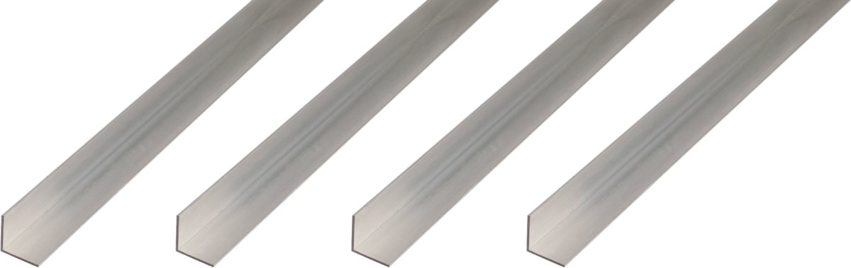 Alberts 4 x BA-Profil, hoekprofiel, aluminium, naturel, 50 x 50 x 3 mm, lengte 1 m